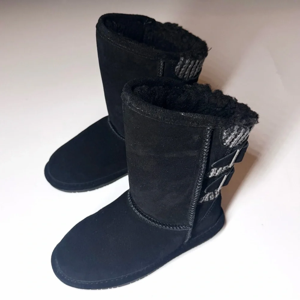 Bearpaw Girl's Boshie Black Suede Water Resistant Boots - Size 13